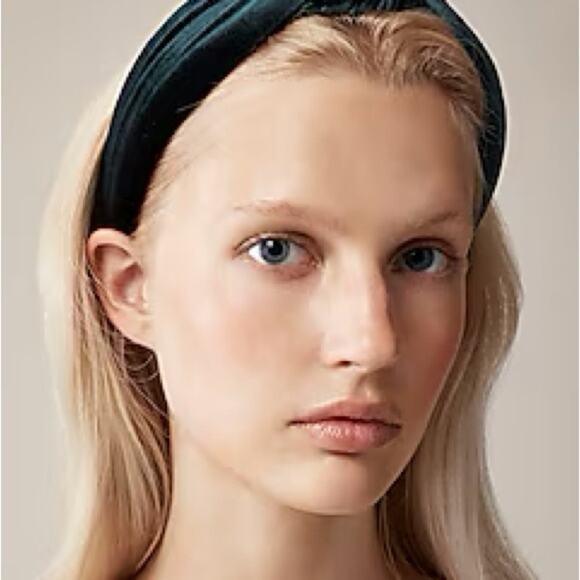J. Crew dark spruce Velvet knot headband - Picture 2 of 7